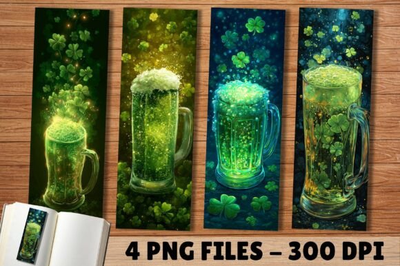 Anniversary Green Lucky Beer Bookmark: A Versatile Graphics Asset for Creative Projects