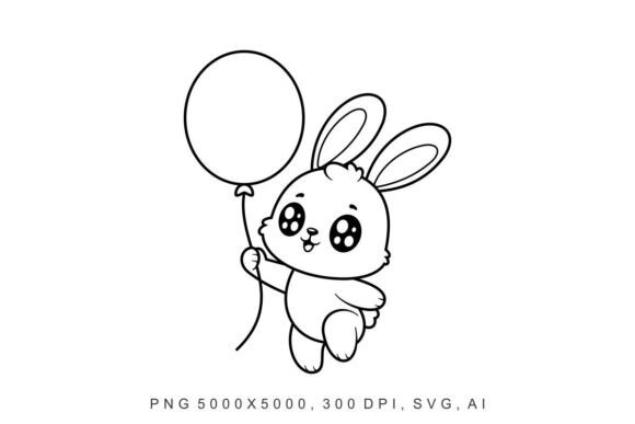 Bunny - Balloons: A Playful Graphic Design Asset for Creative Sellers