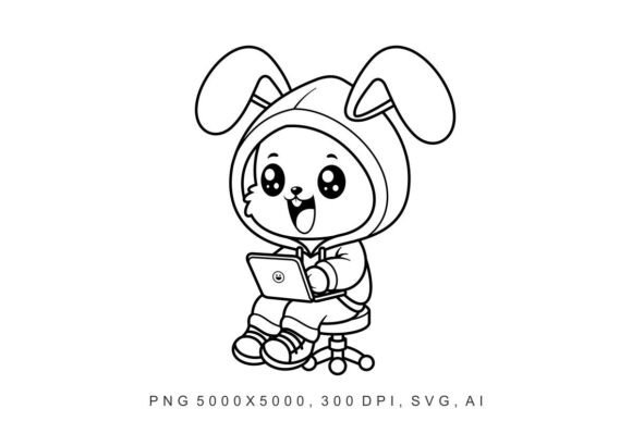 Bunny - Laptop: A Versatile Graphic Design Asset for Handmade Creations
