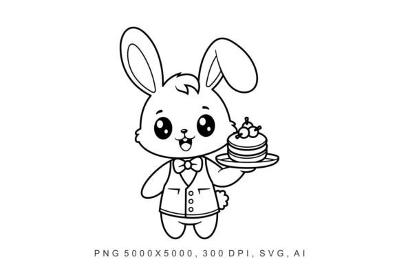 Bunny - Waiter: A Charming Illustration for Creative Design Projects