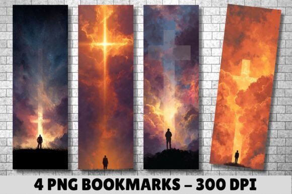 Christian Cross Sky Silhouette Bookmark for Crafts and Graphics