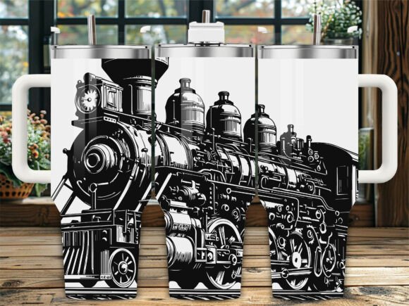 Classic Train Engine Graphics for Crafts and Laser Engraving