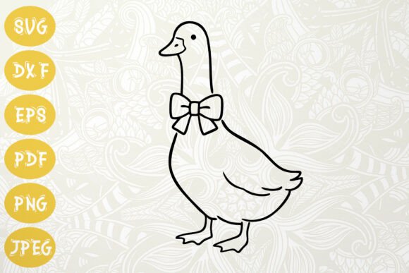 Cute Goose with Bow SVG Outline Drawing: A Graphic Freebie for Springtime Branding