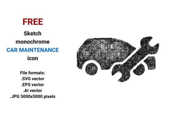 FREE Sketch Car Maintenance Icon: A Practical Design Freebie for Digital Sellers