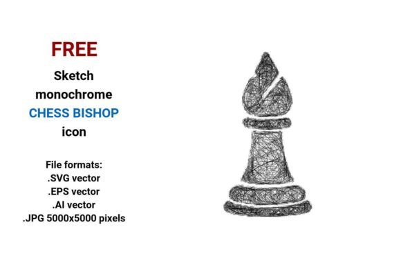 FREE Sketch Chess Bishop Icon for Small Business Branding and Design Projects