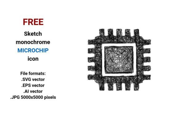 FREE Sketch Microchip Icon for Small Business Branding & Packaging