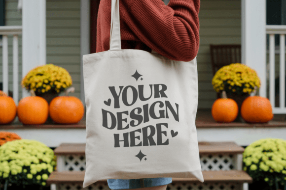 Halloween Tote Bag Mockup 22: A Graphic Design Asset for Real Crafting