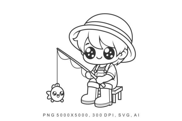 Kids Fishing Illustration: A Versatile Graphic Design Asset for Creative Sellers