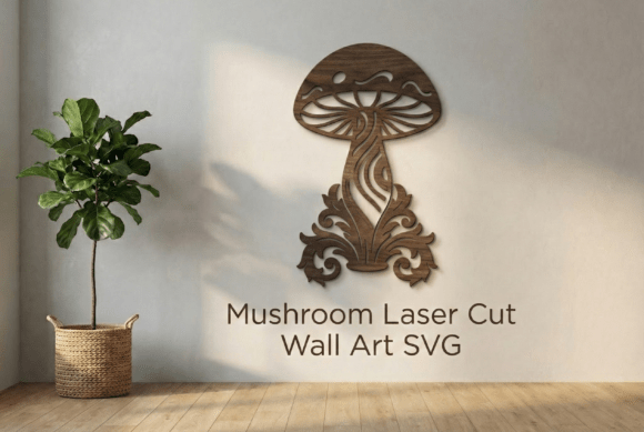 Mushroom Laser Cut Wall Art SVG: A Versatile Graphic Design Asset for Crafts and Blogs