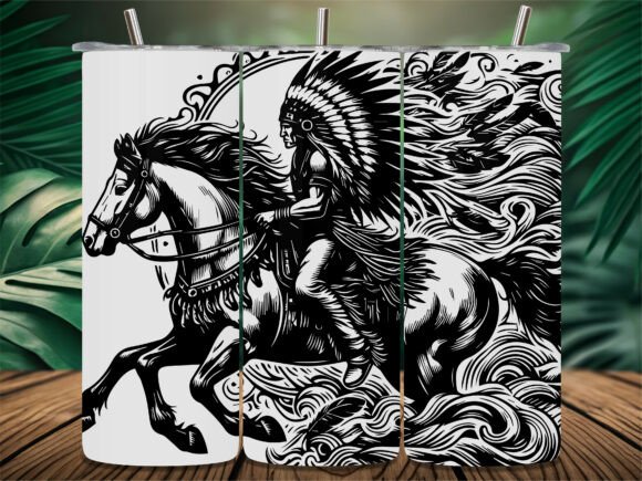 Native Warrior Riding Horse Graphics for Crafts and Creative Websites