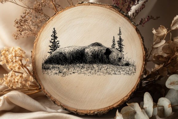 Sleeping Bear SVG Wildlife: A Bold Vintage Graphic for Crafts and Creative Projects