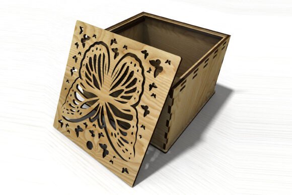 Wooden Box with Butterfly Sliding Lid โ A Laser-Cut Design Asset for Editorial Use